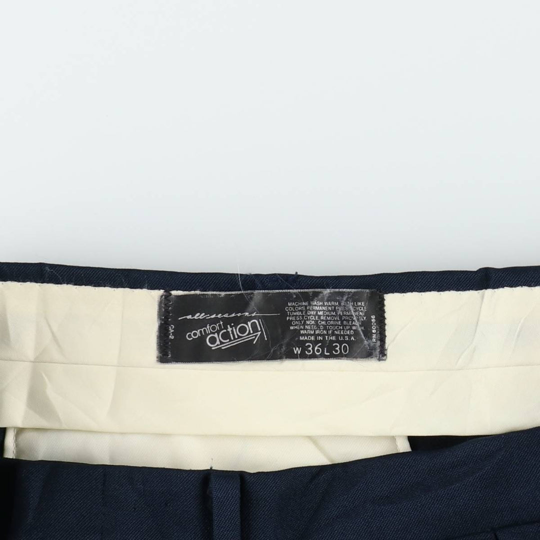 90'S Comfort Action slacks pants, made in USA, men's size W36 equivalent, vintage. unclear navy blue type Vintage Second Hand