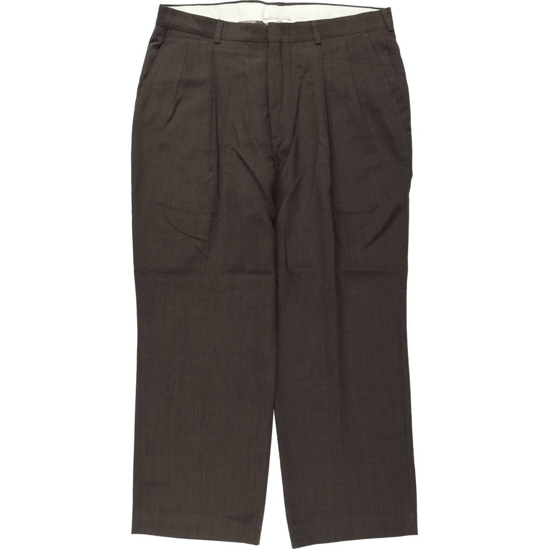 HAGGAR Two-pleat slacks pants for men, equivalent to size W36. polyester brown type Vintage Second Hand