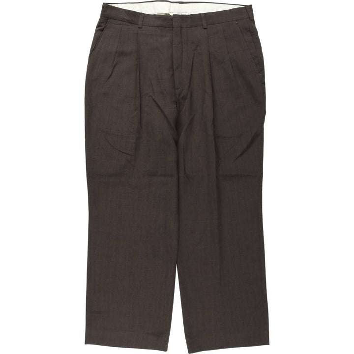 HAGGAR Two-pleat slacks pants for men, equivalent to size W36. polyester brown type Vintage Second Hand