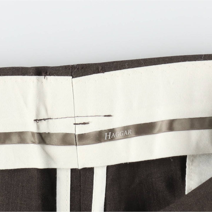 HAGGAR Two-pleat slacks pants for men, equivalent to size W36. polyester brown type Vintage Second Hand
