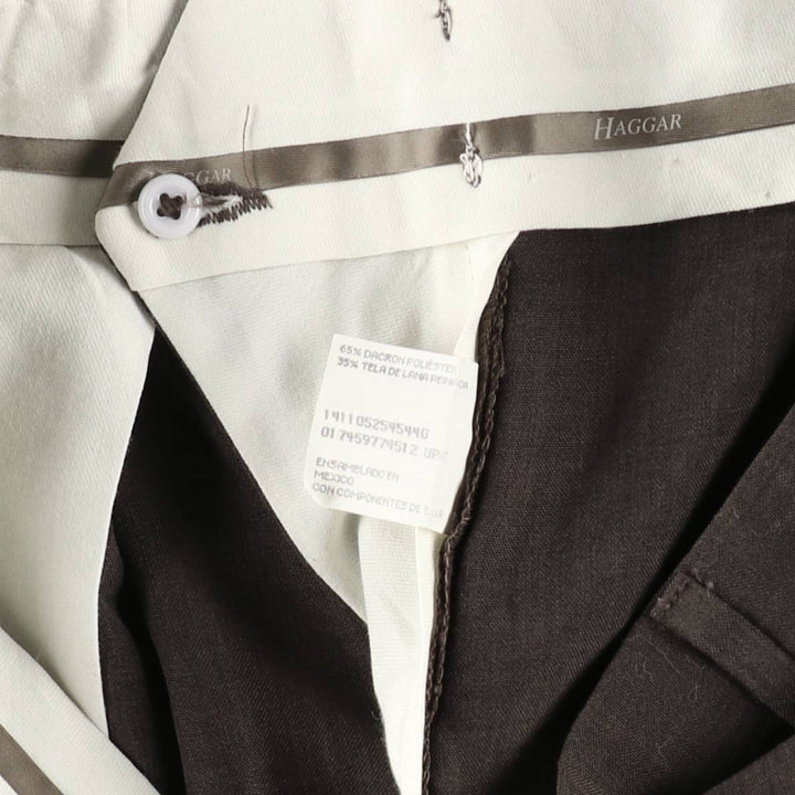 HAGGAR Two-pleat slacks pants for men, equivalent to size W36. polyester brown type Vintage Second Hand