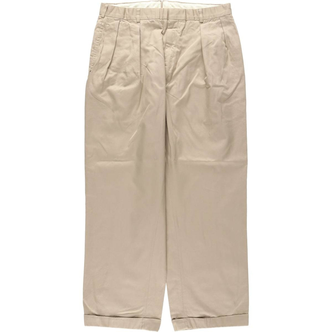 Bullock And Jones two-pleat cotton slacks, made in the USA, men's size W33 equivalent, vintage. cotton Beige type Vintage Second Hand