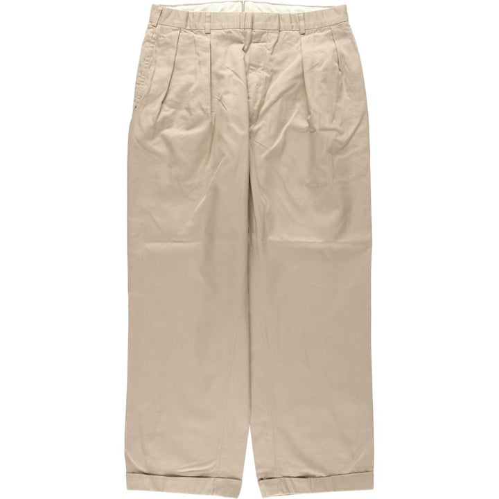 Bullock And Jones two-pleat cotton slacks, made in the USA, men's size W33 equivalent, vintage. cotton Beige type Vintage Second Hand