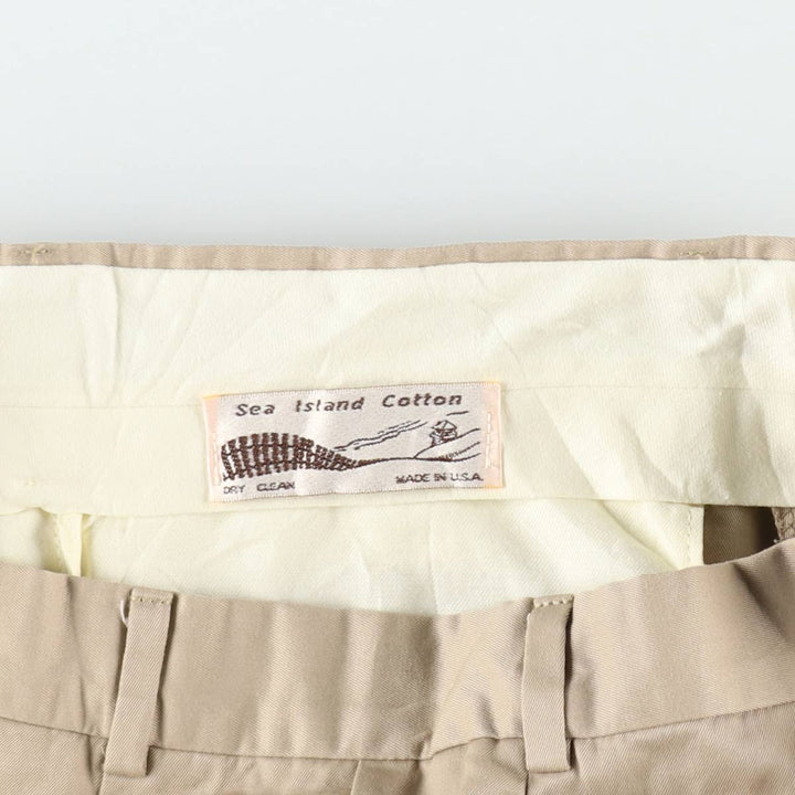 Bullock And Jones two-pleat cotton slacks, made in the USA, men's size W33 equivalent, vintage. cotton Beige type Vintage Second Hand