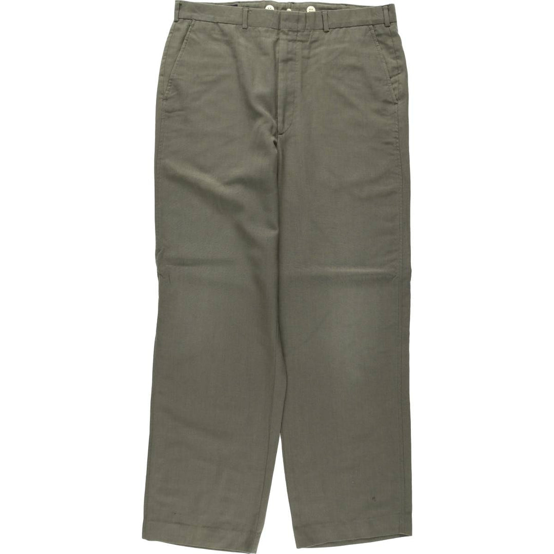 80s-90'S Lands' End wool trousers/slacks, made in USA, men's size W36 (approx.), vintage. wool Khaki type Vintage Second Hand