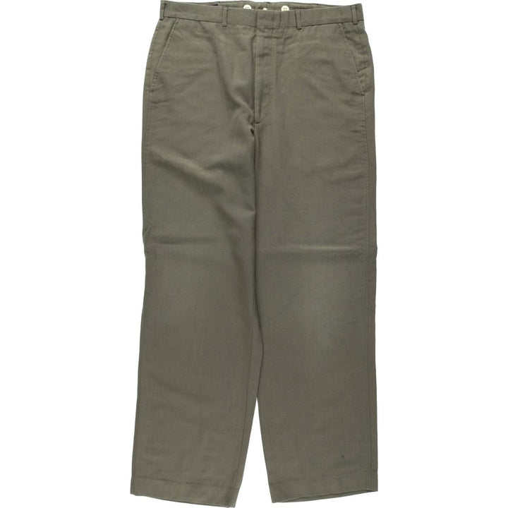 80s-90'S Lands' End wool trousers/slacks, made in USA, men's size W36 (approx.), vintage. wool Khaki type Vintage Second Hand