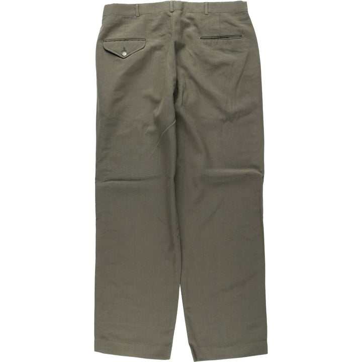 80s-90'S Lands' End wool trousers/slacks, made in USA, men's size W36 (approx.), vintage. wool Khaki type Vintage Second Hand