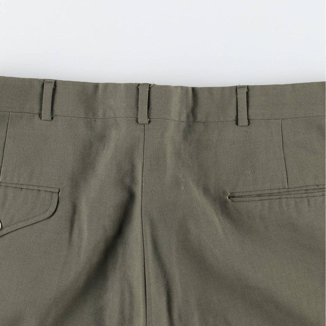 80s-90'S Lands' End wool trousers/slacks, made in USA, men's size W36 (approx.), vintage. wool Khaki type Vintage Second Hand