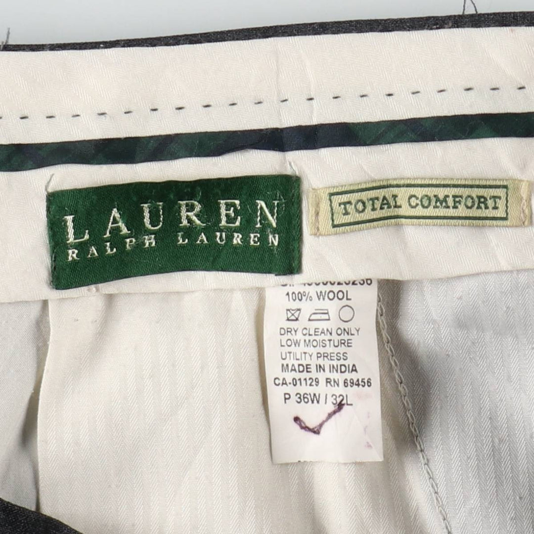 Ralph Lauren LAUREN Lauren Two-pleat wool pants slacks for men, equivalent to W36 wool gray type Vintage Second Hand