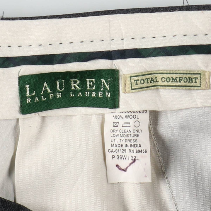 Ralph Lauren LAUREN Lauren Two-pleat wool pants slacks for men, equivalent to W36 wool gray type Vintage Second Hand