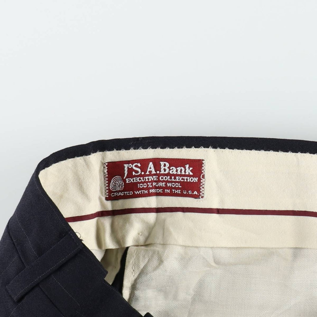 80s-90'S Jos.A.Bank Striped Pattern Wool Trousers/Slacks, Made in USA, Men's Size W33 (approx.), Vintage wool black type Vintage Second Hand