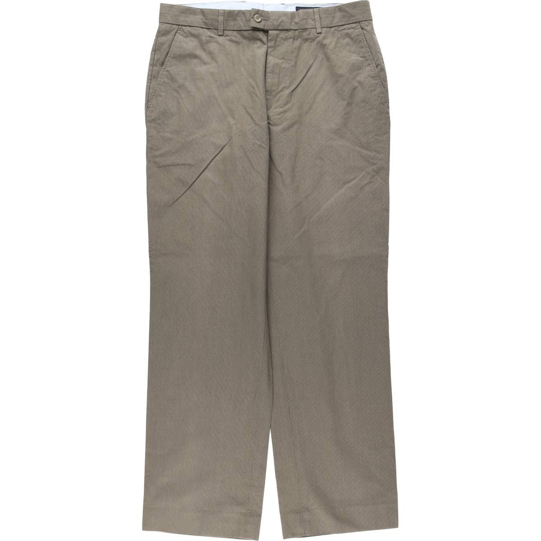 Banana Republic Straight Dress Chino Check Pattern Cotton Slacks Pants, Men's W35 (approx.) cotton Beige type Vintage Second Hand