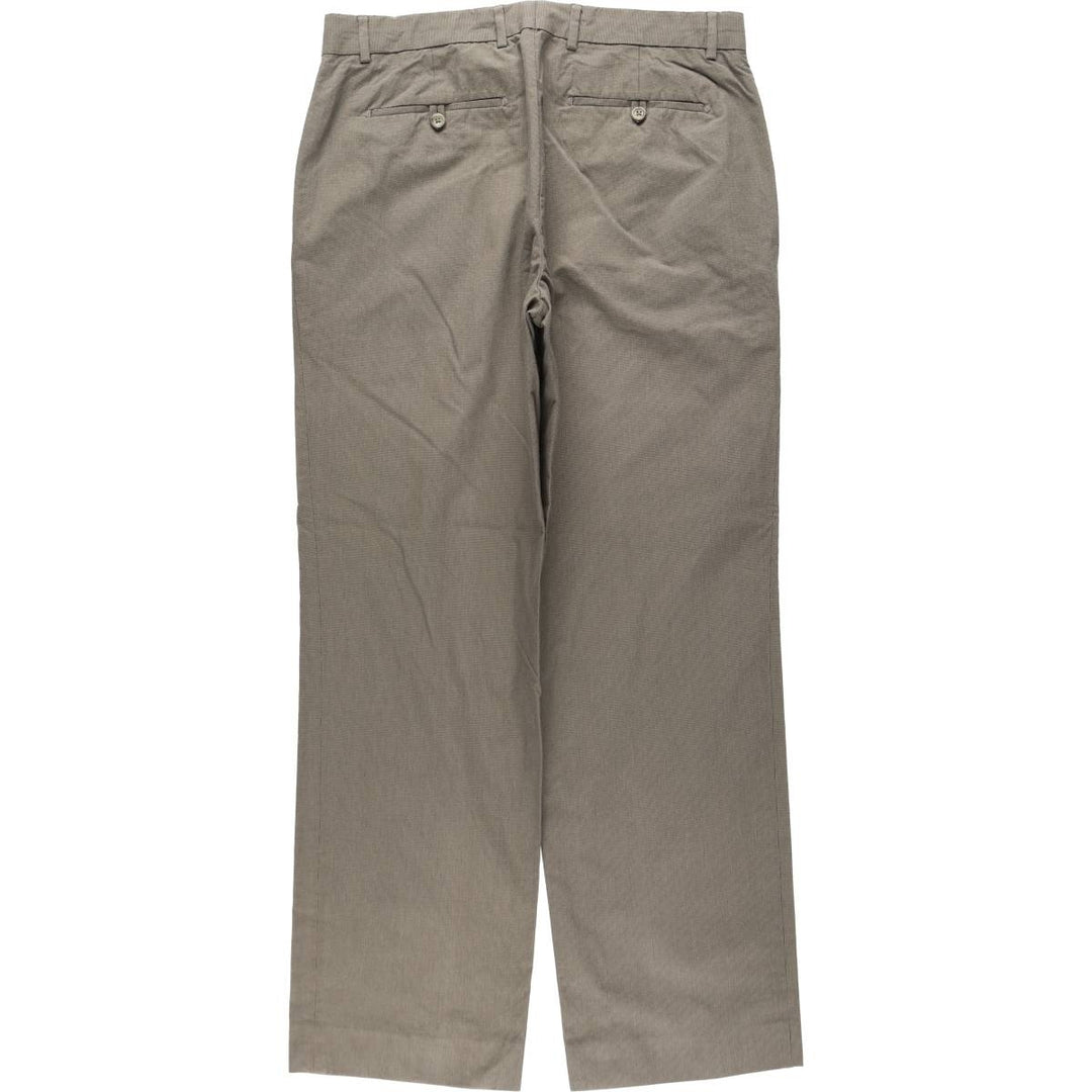 Banana Republic Straight Dress Chino Check Pattern Cotton Slacks Pants, Men's W35 (approx.) cotton Beige type Vintage Second Hand