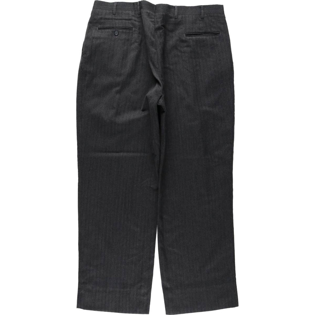 80s-90'S Joss A. Bank herringbone two-pleat wool trousers, made in USA, men's size W37 equivalent, vintage. wool gray type Vintage Second Hand