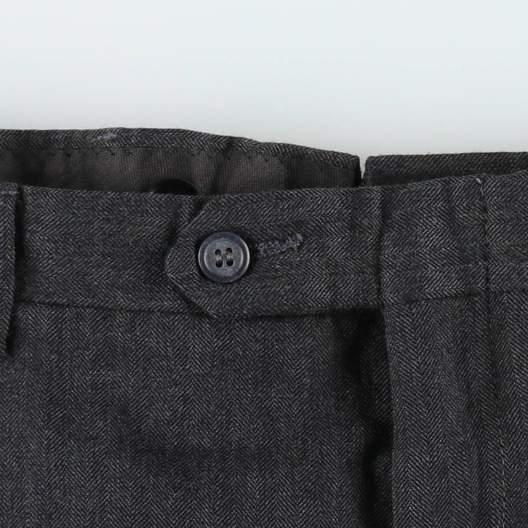 80s-90'S Joss A. Bank herringbone two-pleat wool trousers, made in USA, men's size W37 equivalent, vintage. wool gray type Vintage Second Hand