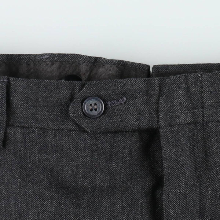 80s-90'S Joss A. Bank herringbone two-pleat wool trousers, made in USA, men's size W37 equivalent, vintage. wool gray type Vintage Second Hand