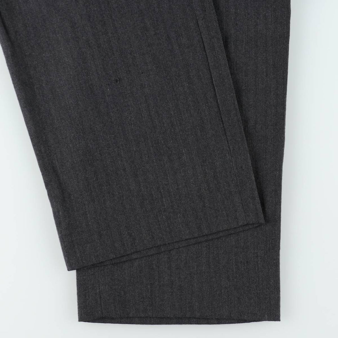 80s-90'S Joss A. Bank herringbone two-pleat wool trousers, made in USA, men's size W37 equivalent, vintage. wool gray type Vintage Second Hand