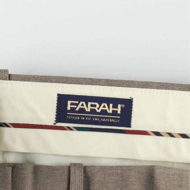 80s-era FARAH slacks pants, men's size W34 (approx.), vintage. unclear brown type Vintage Second Hand