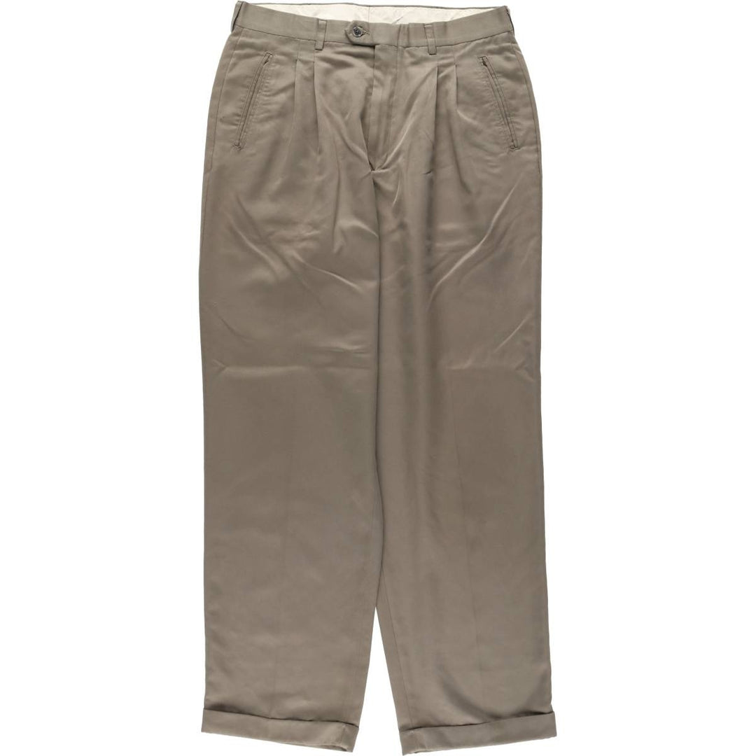 Haggar 2-pleat slacks pants made in the USA, men's size w34 polyester Khaki type beige Vintage Second Hand
