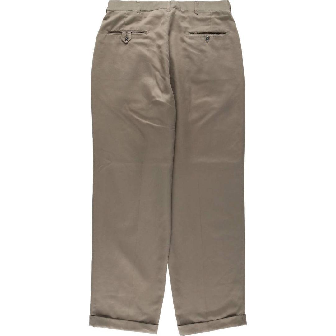 Haggar 2-pleat slacks pants made in the USA, men's size w34 polyester Khaki type beige Vintage Second Hand