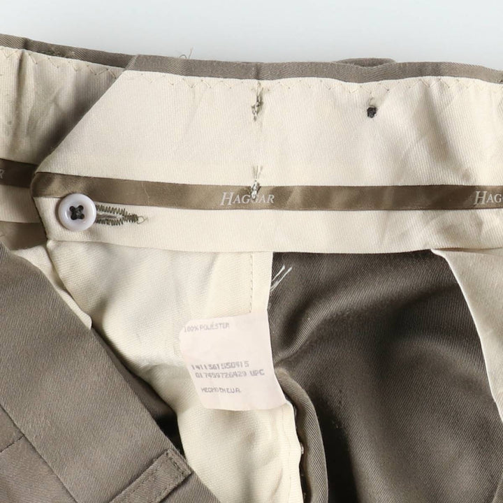Haggar 2-pleat slacks pants made in the USA, men's size w34 polyester Khaki type beige Vintage Second Hand