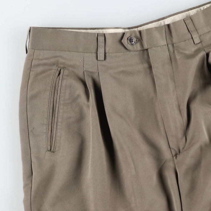 Haggar 2-pleat slacks pants made in the USA, men's size w34 polyester Khaki type beige Vintage Second Hand