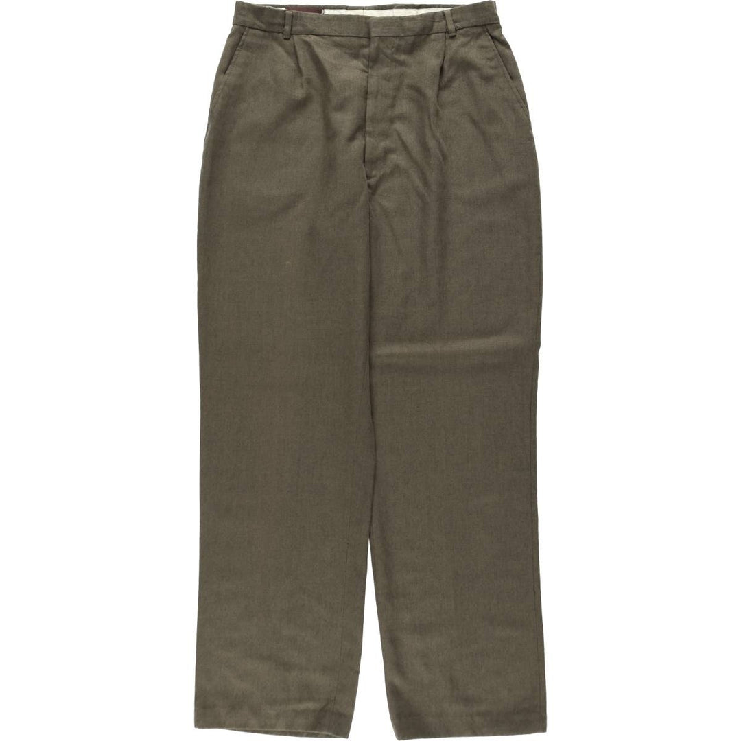 80s-90'S SA'BENE One-Pleat Slacks Pants Men's W31 (approx.) Vintage unclear Khaki type Vintage Second Hand