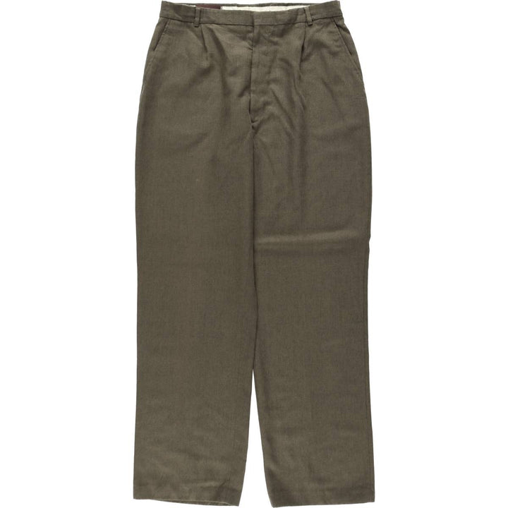 80s-90'S SA'BENE One-Pleat Slacks Pants Men's W31 (approx.) Vintage unclear Khaki type Vintage Second Hand