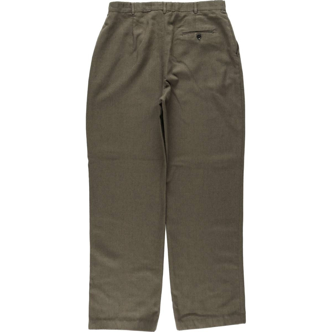 80s-90'S SA'BENE One-Pleat Slacks Pants Men's W31 (approx.) Vintage unclear Khaki type Vintage Second Hand