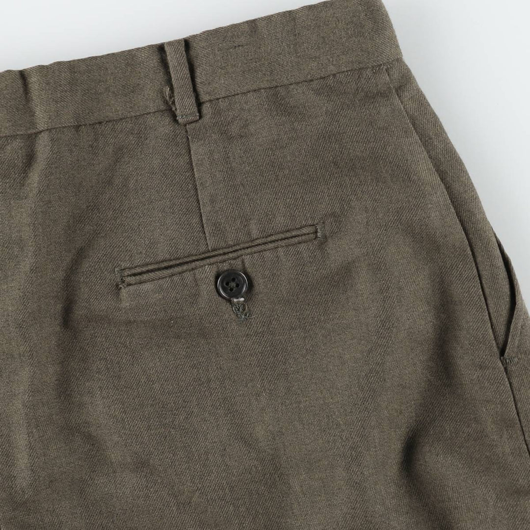 80s-90'S SA'BENE One-Pleat Slacks Pants Men's W31 (approx.) Vintage unclear Khaki type Vintage Second Hand