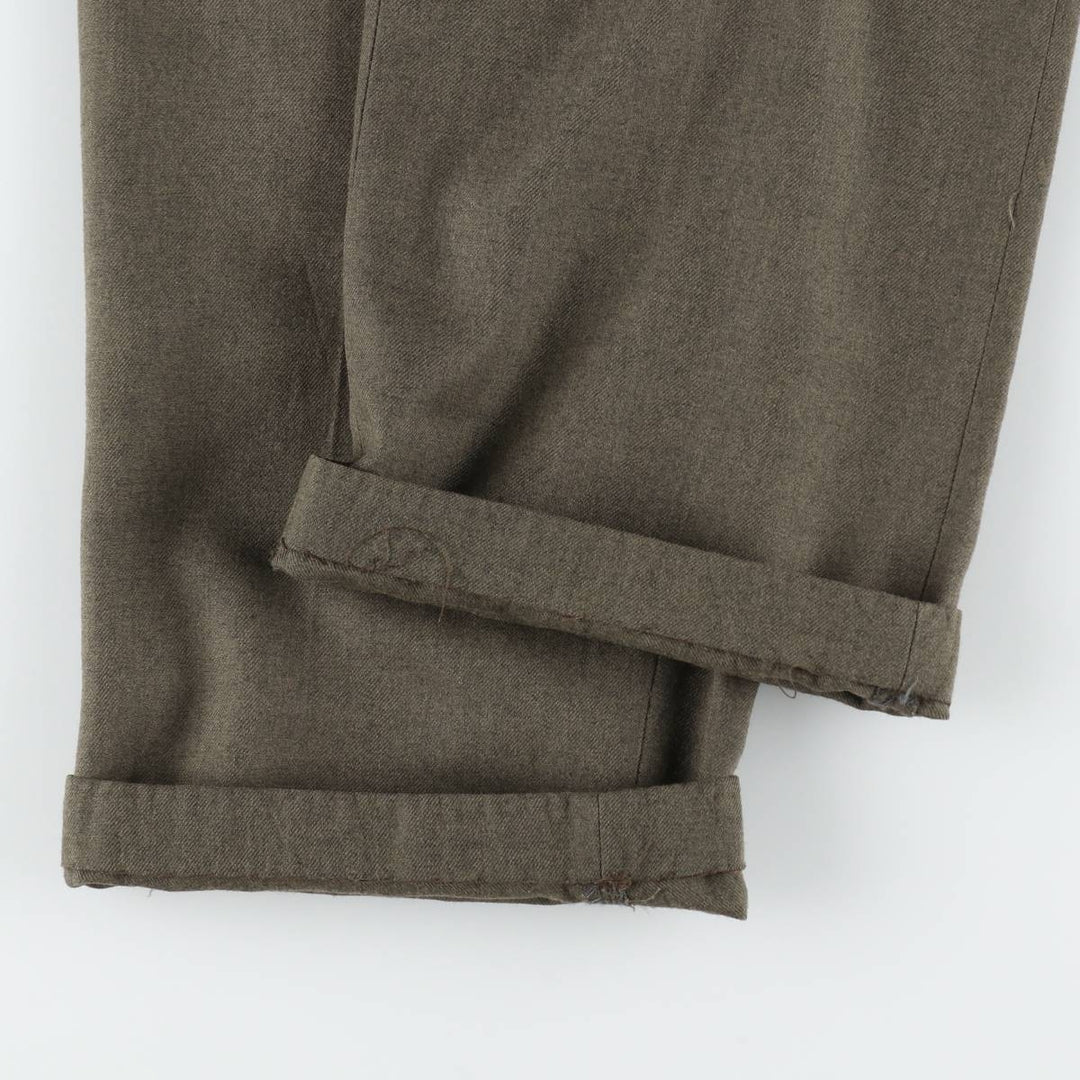 80s-90'S SA'BENE One-Pleat Slacks Pants Men's W31 (approx.) Vintage unclear Khaki type Vintage Second Hand