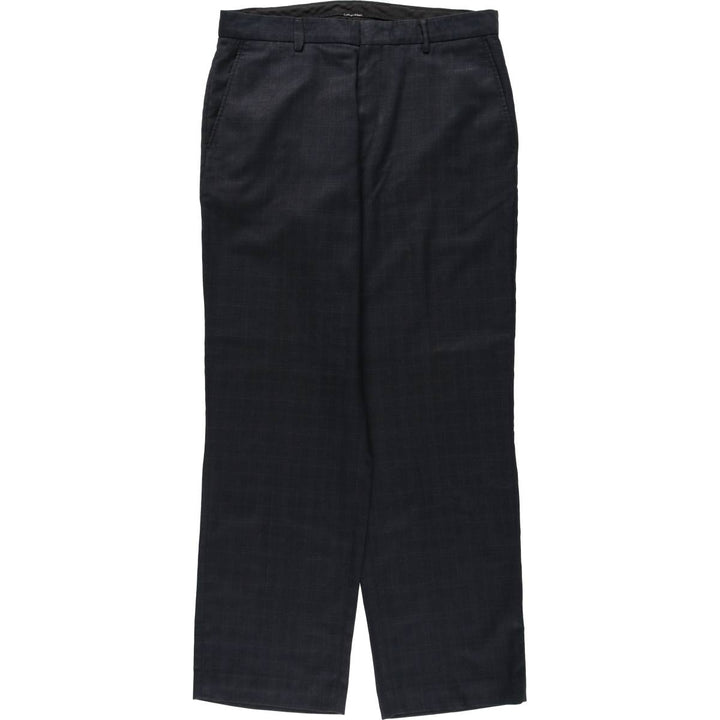 Calvin Klein check pattern slacks pants for men, size W33 (approx.) polyester black type Vintage Second Hand