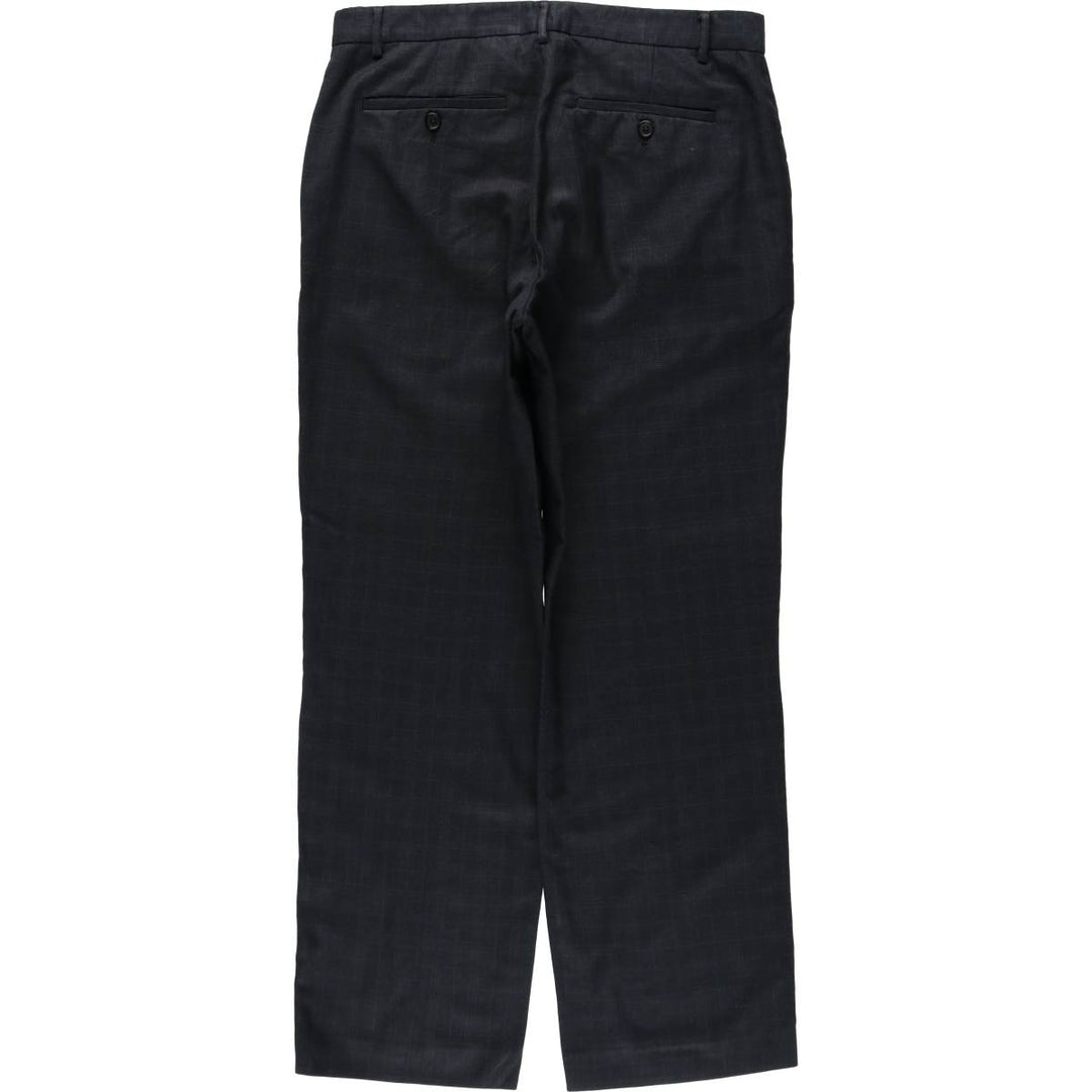 Calvin Klein check pattern slacks pants for men, size W33 (approx.) polyester black type Vintage Second Hand