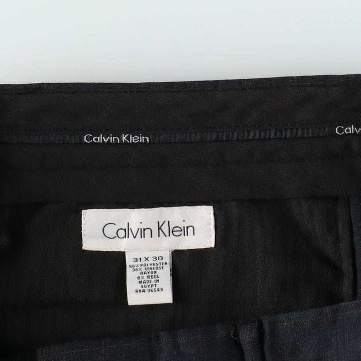 Calvin Klein check pattern slacks pants for men, size W33 (approx.) polyester black type Vintage Second Hand