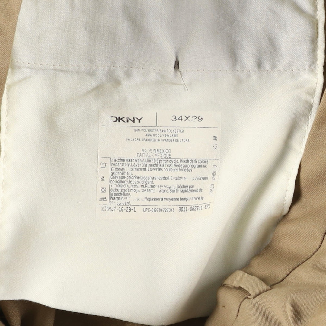 Donna Karan New York (DKNY) One-tuck wide-leg trousers, men's size W32 (approx.) polyester Beige type Vintage Second Hand
