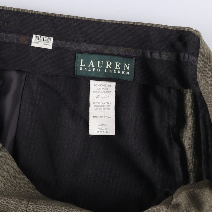 1990s-era Ralph Lauren LAUREN two-pleat slacks, men's size W34 (approx.), vintage. wool brown type Vintage Second Hand