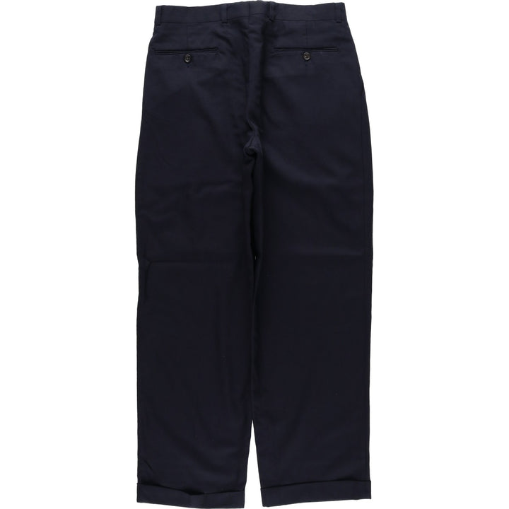 1990'S Ralph Lauren CHAPS Two-Pleat Slacks Pants, Made in Canada, Men's Size W31 (approx.), Vintage wool navy blue type Vintage Second Hand