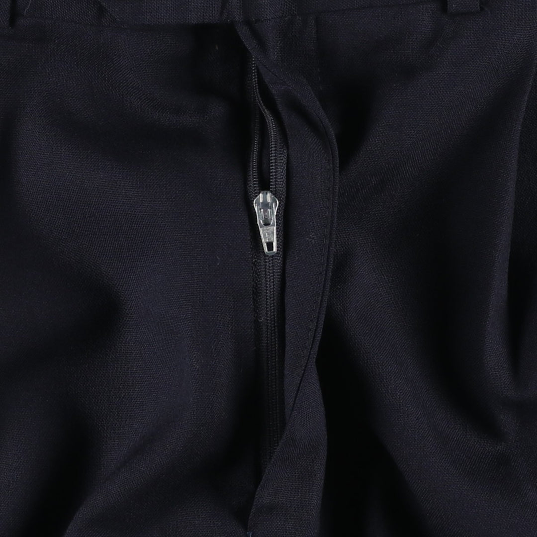 1990'S Ralph Lauren CHAPS Two-Pleat Slacks Pants, Made in Canada, Men's Size W31 (approx.), Vintage wool navy blue type Vintage Second Hand