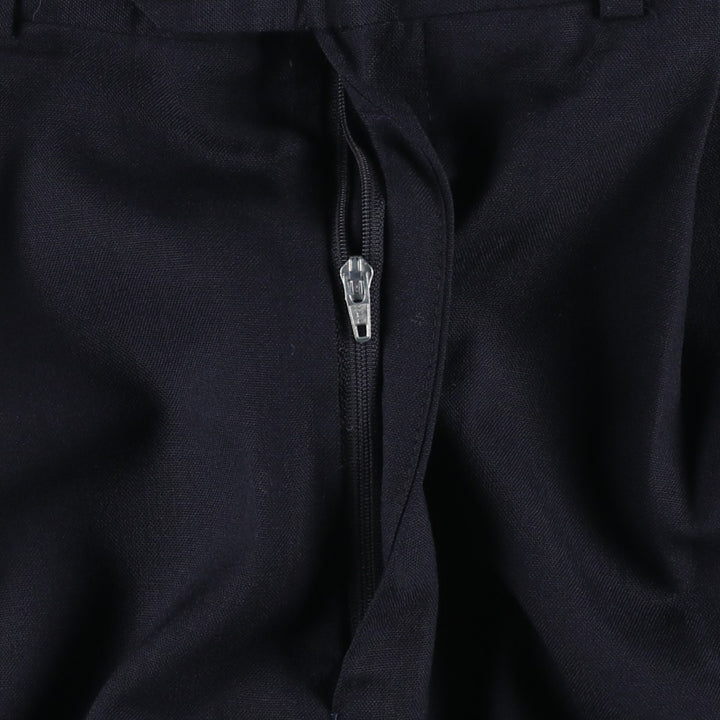 1990'S Ralph Lauren CHAPS Two-Pleat Slacks Pants, Made in Canada, Men's Size W31 (approx.), Vintage wool navy blue type Vintage Second Hand