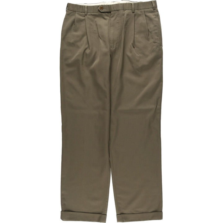 Brooks Brothers 346 Two-Pleat Wool Trousers, Men's Size W36 (approx.) wool Khaki type Vintage Second Hand