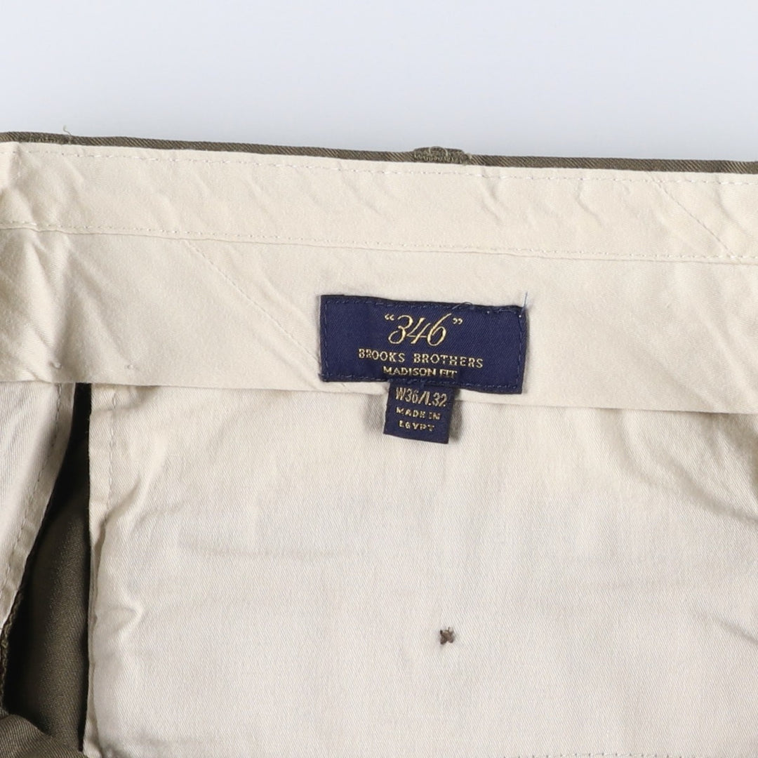Brooks Brothers 346 Two-Pleat Wool Trousers, Men's Size W36 (approx.) wool Khaki type Vintage Second Hand