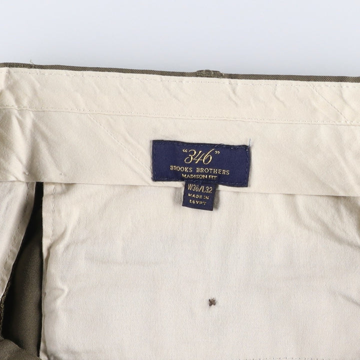 Brooks Brothers 346 Two-Pleat Wool Trousers, Men's Size W36 (approx.) wool Khaki type Vintage Second Hand
