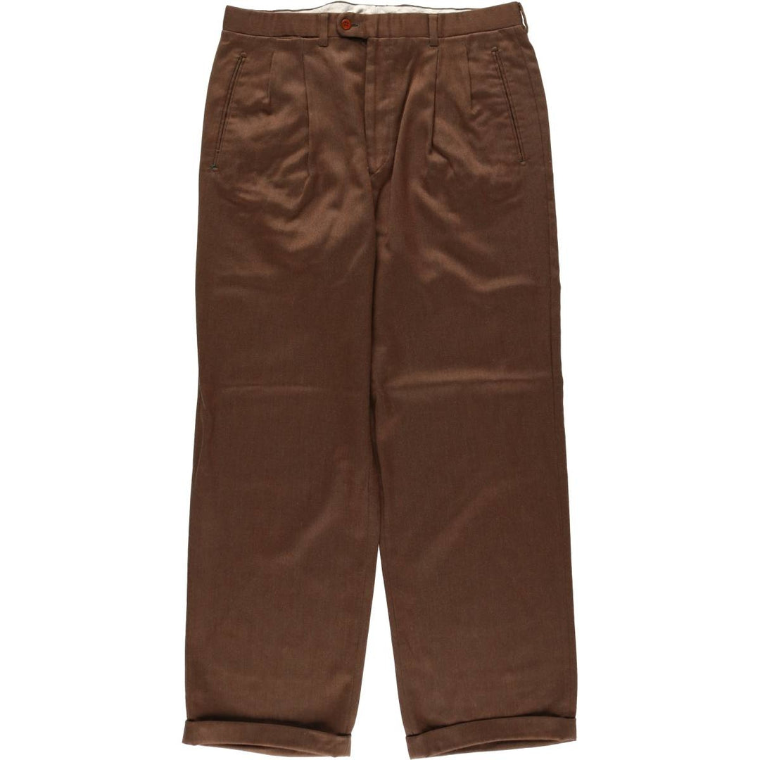 Ermenegildo Zegna Two-Pleat Slacks Pants, Men's Size W35 (approx.) unclear brown type Vintage Second Hand