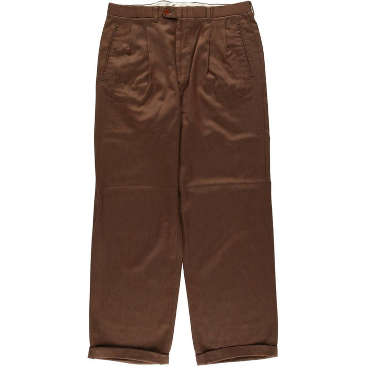 Ermenegildo Zegna Two-Pleat Slacks Pants, Men's Size W35 (approx.) unclear brown type Vintage Second Hand