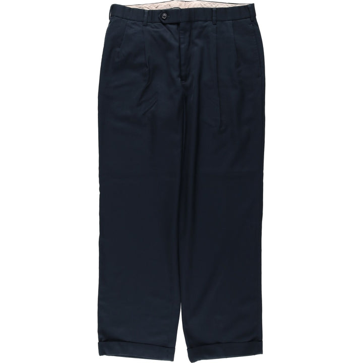 Brooks Brothers 1818 MADISON Two-Pleat Wool Trousers, Men's Size W34 (approx.) wool navy blue type Vintage Second Hand