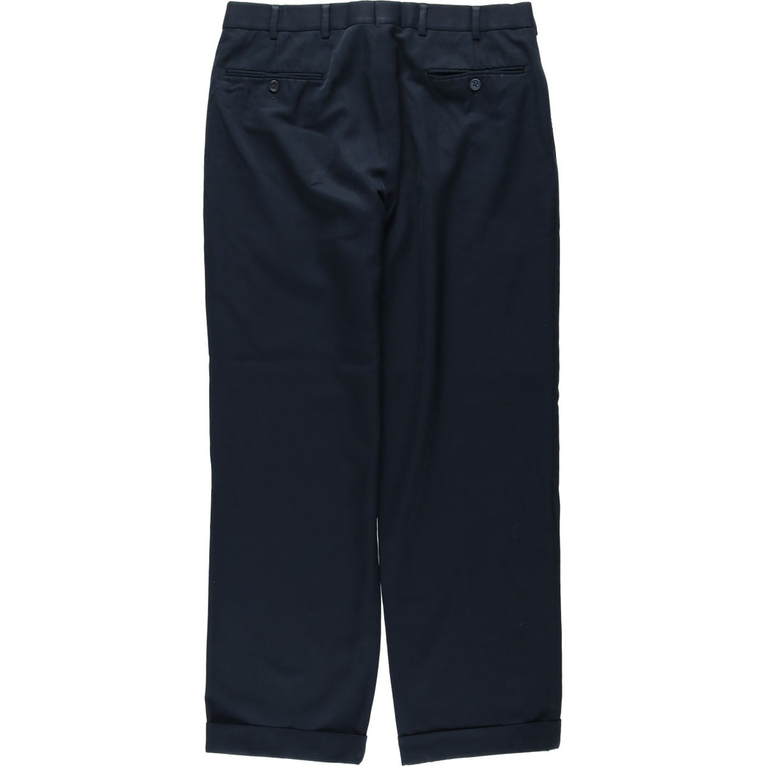 Brooks Brothers 1818 MADISON Two-Pleat Wool Trousers, Men's Size W34 (approx.) wool navy blue type Vintage Second Hand
