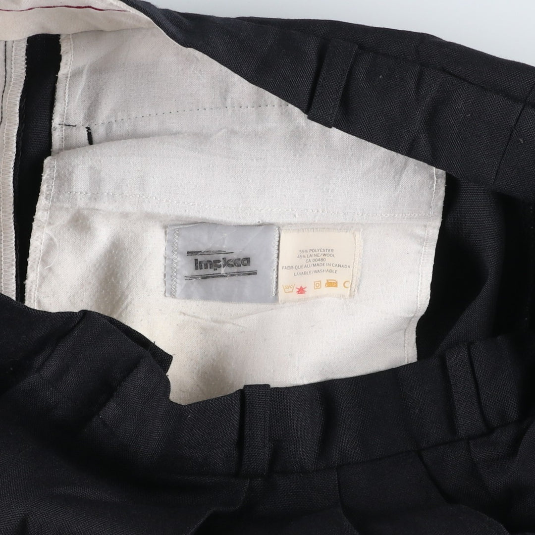 Implcca Two-Pleat Slacks Pants, Men's Size W31 (approx.) polyester black type Vintage Second Hand