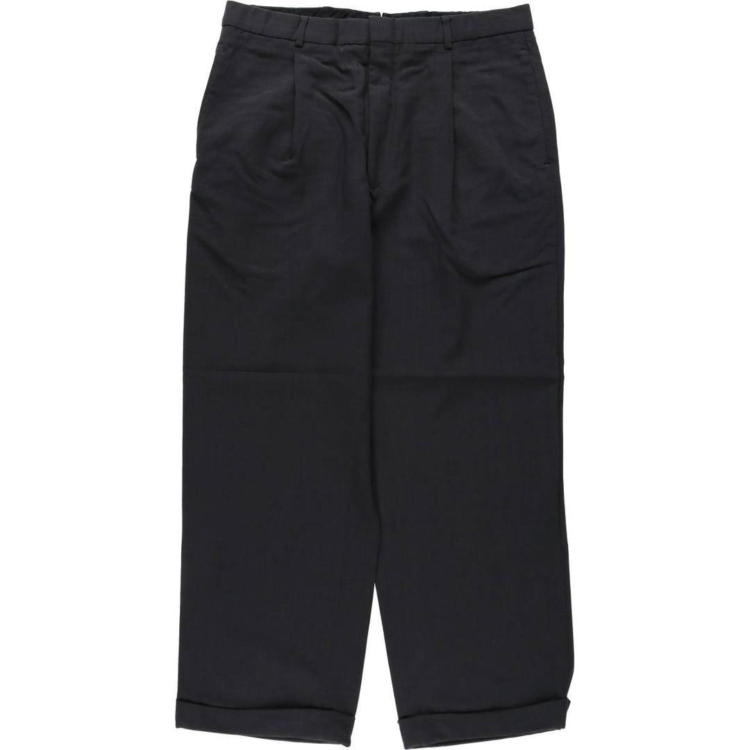 Brooks Brothers men's one-pleat wool trousers/slacks, size W32 (approx.) wool Charcoal Vintage Second Hand