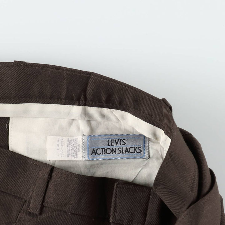 ~90'S Levi's ACTION SLACKS Wide Leg Pants Men's W35 (approx.) Vintage unclear brown type Vintage Second Hand