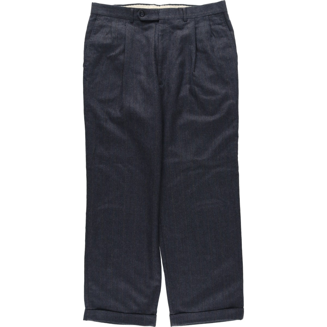 Stripe Pattern Two-pleat Slacks Pants Men's W36 Vintage unclear Charcoal Vintage Second Hand